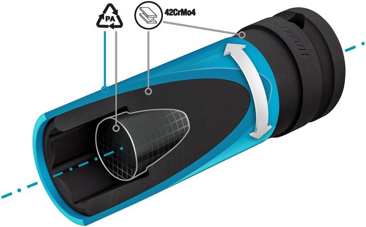 Immagine prodotto HAZET Inserto chiave a bussola per avvitatori ad impulso ∙ Ad esagono 903SLG-17 ∙ Attacco quadro, c… (17 mm)