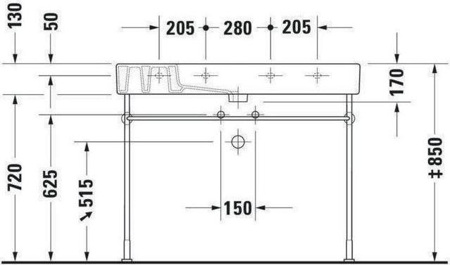 Produktbild Duravit Möbelwaschtisch VERO m ÜL HLB 1050x490mm 1 Hahnloch weiss WG (490 mm, 1050 mm)