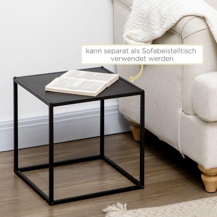Produktbild Swisshandel24 Beistelltisch, Couchtisch, Satztisch, 2er-Set, modernes Design, Stahlrahmen, schwarz, 40x40x40cm