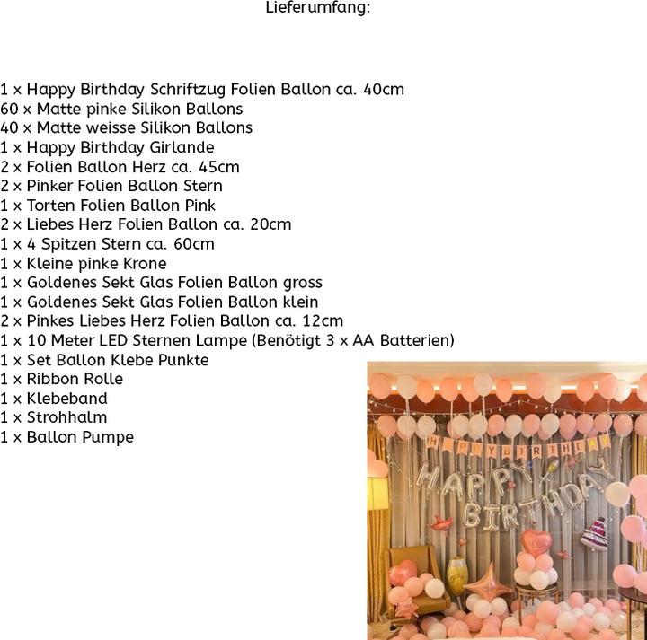 Immagine prodotto Ueli Express 122 palloncini rosa Happy Birthday in 1 Mega Set