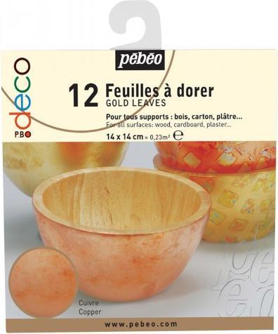 Produktbild Pebeo Deco Blattgold Heftchen mit 12 Blättern Kupfer