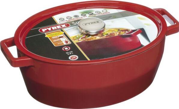 Produktbild Pyrex Slow Cook Bratentopf oval, mit Deckel, Länge: 330 mm, rot