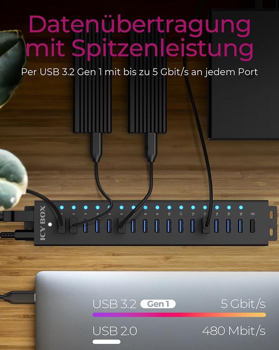 Produktbild Icy Box IB-HUB1717-U3 (USB-C, 17 Ports)