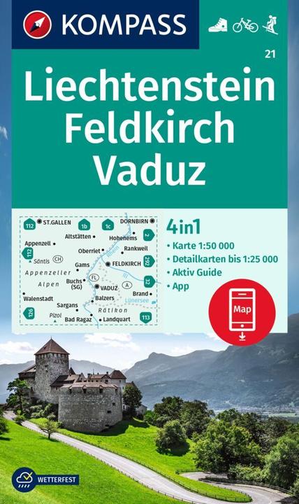 Produktbild KOMPASS Wanderkarte 21 Liechtenstein, F