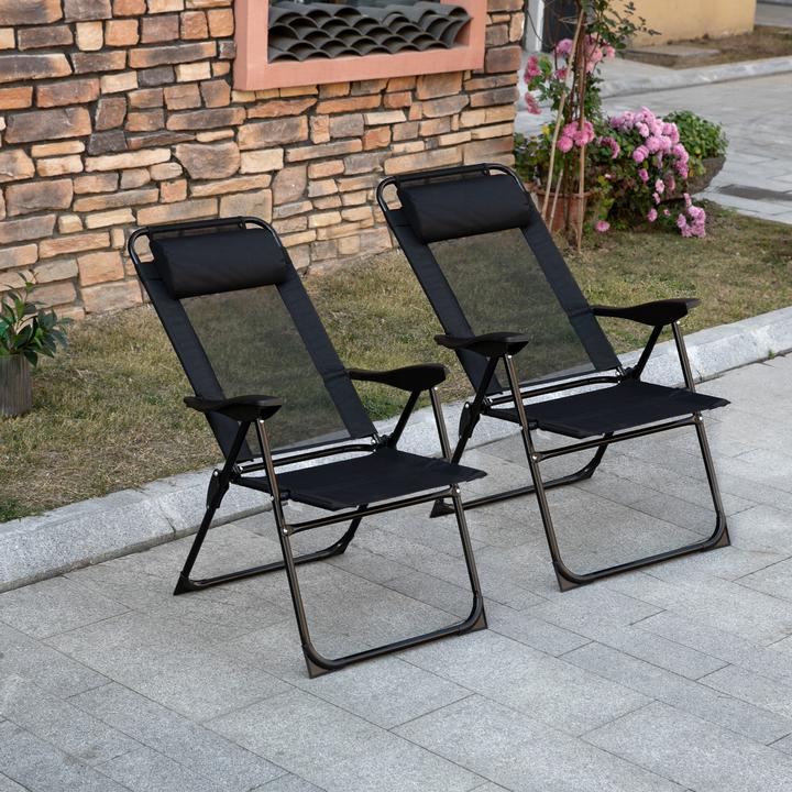 Produktbild Outsunny Klappstuhl Set mit Nackenkissen und verstellbarer Rückenlehne
