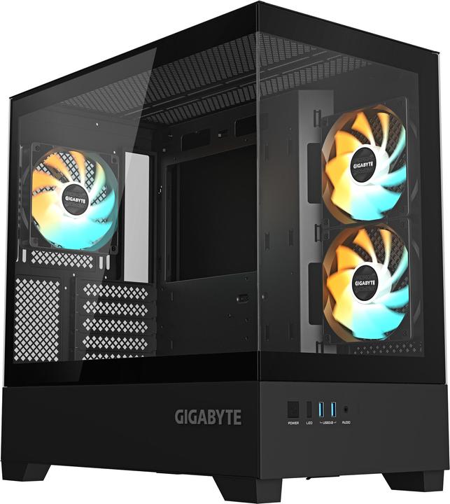 Produktbild Gigabyte case GB-C201P - Mid tower - 2xUSB 3.0 - 3x 120mm ARGB Fan - black (mATX, Mini-ITX)