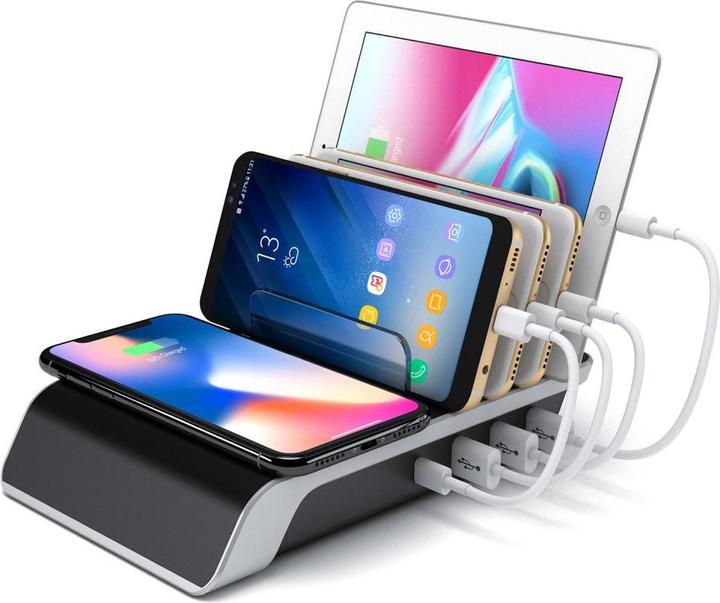 Produktbild Cover-Discount Ladestation mit 4 Anschlüssen 1 QI Wireless Charging Pad (45 W)