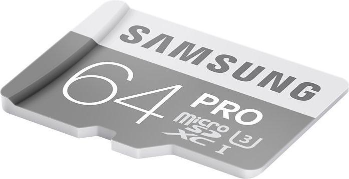 Actual product image Samsung microSDXC Pro with adapter (64 GB, microSDXC, U3, UHS-I)