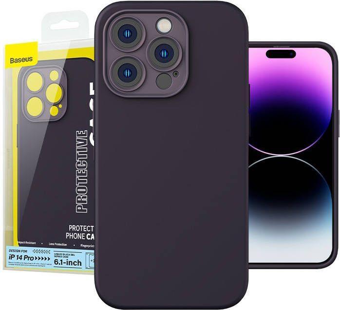 Actual product image Baseus Liquid Silica Gel Case for iPhone 14 Pro (Elderberry)+ tempered glass + cleaning kit (Apple iPhone 14 Pro)