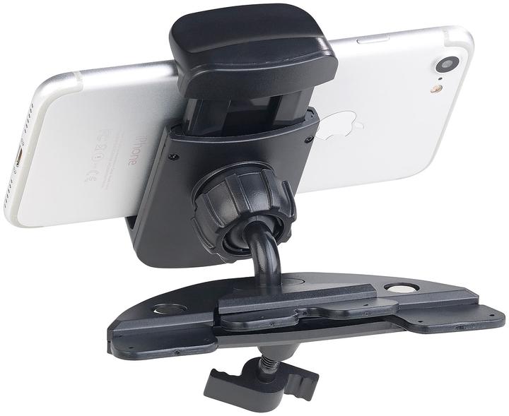 Image du produit Lescars Support pour smartphone de voiture pour lecteur CD, avec rotule, 60 - 90 mm