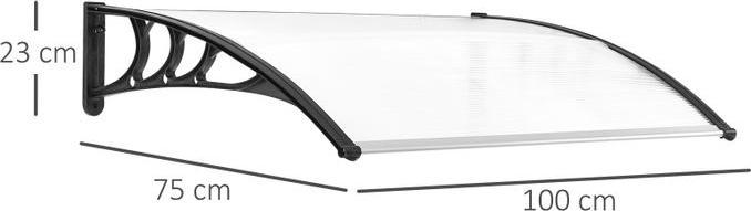 Image du produit Swisshandel24 Auvent porte d'entrée 75 x 100 cm Polycarbonate Transparent