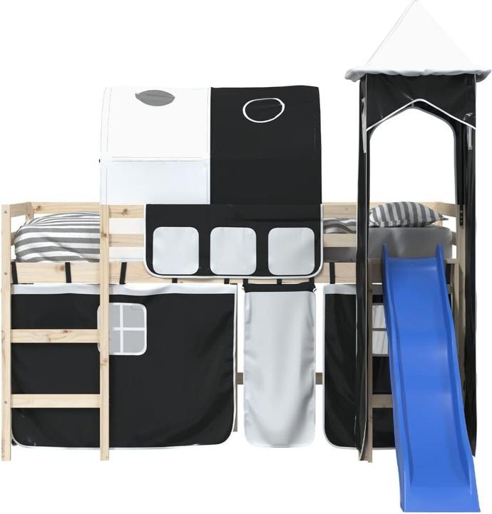 Actual product image VidaXL Curtains for loft bed with tunnel and tower White and