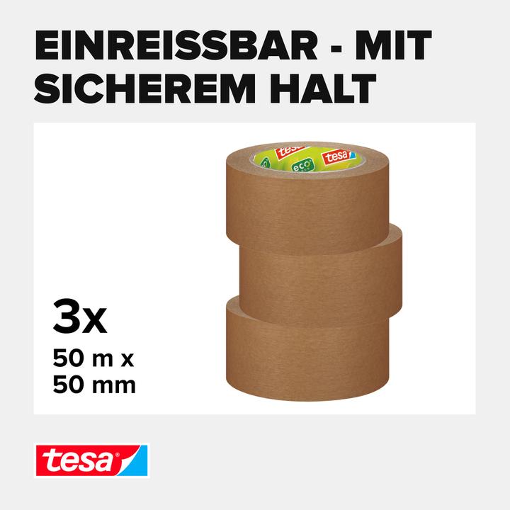 Immagine prodotto tesa nastro da imballaggio tesapack PAPER STANDARD - 56% di materiale biobased - adatto al riciclaggio (50 mm)
