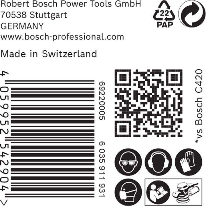 Actual product image Bosch Professional Zubehör Expert C470 Abrasive paper without holes for angle grinders and drills, 125 mm, G 60, 50 pcs. (60)