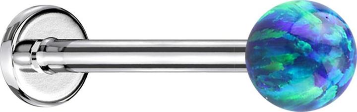 Image du produit Star Piercing Micro Labret argent avec boule opale bleue (Acier chirurgical 316L, sans laiton)