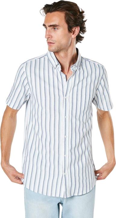 Actual product image Universal Textiles Mens Twin Stripe Oxford Short-Sleeved Shirt (S)