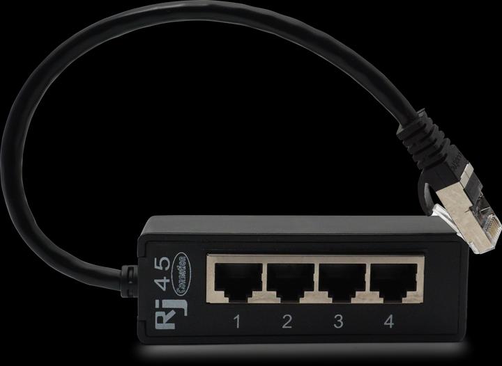 Actual product image Apfelkiste 4-fach Ethernet LAN RJ45 Netzwerk Adapter Splitter Cat7 / Cat6 / Cat5 - Schwarz