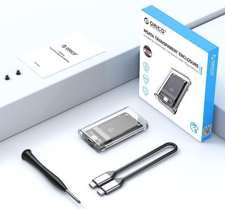 Image du produit Orico Other Computer Accessory TC10-MS MSATA USB-C 3.2 5Gb/s Disk Cartridge - Transparent (M.2 2242)
