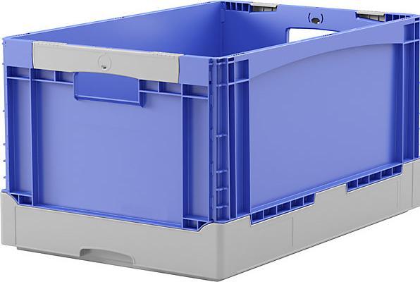 Actual product image Bito EQ folding box, with grip holes and smooth base, LxWxH 600 x 400 x 320 mm, blue. (600 x 400 x 320 mm, 65 l)