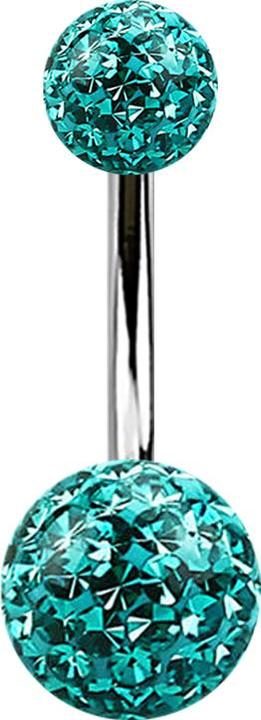 Actual product image Star Piercing Banana silver with two crystal balls turquoise Epoxy protective layer (Titanium G23, without brass)