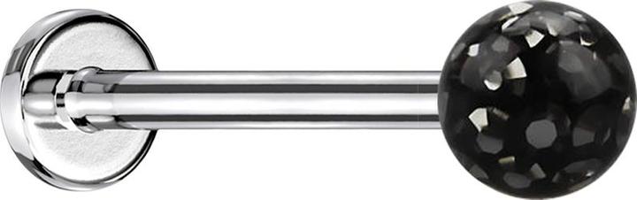 Produktbild Star Piercing Micro Labret silber mit Kristallkugel schwarz und Epoxy Schutzschicht (ohne Messing, Chirurgenstahl 316L)