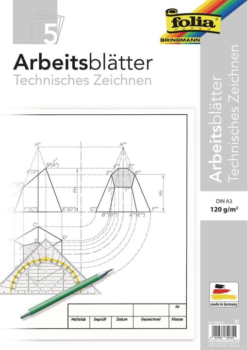 Folia Arbeitsblätter Technisches Zeichnen, A3, 5 Blatt (120 g/m², 5 x)
