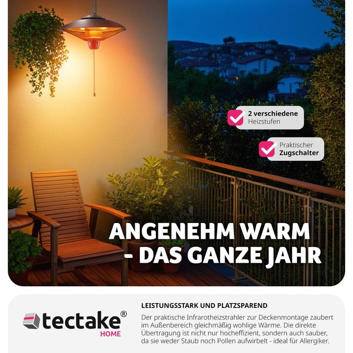Image du produit tectake Radiateur infrarouge Solaris Orbit 2500W, boîtier en aluminium (2500 W)