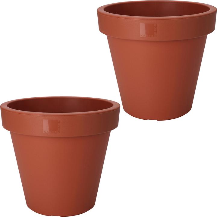 Immagine prodotto ProGarden 2er-Set Blumentopf rund, terracotta, Pflanztopf aus 100% recyclebaren Kunststoff, Ø 25 cm