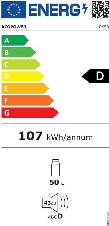 Energie-Label Koor Kompressor-Kühlbox ACUX-R 50 mit Powerbank (50 l)