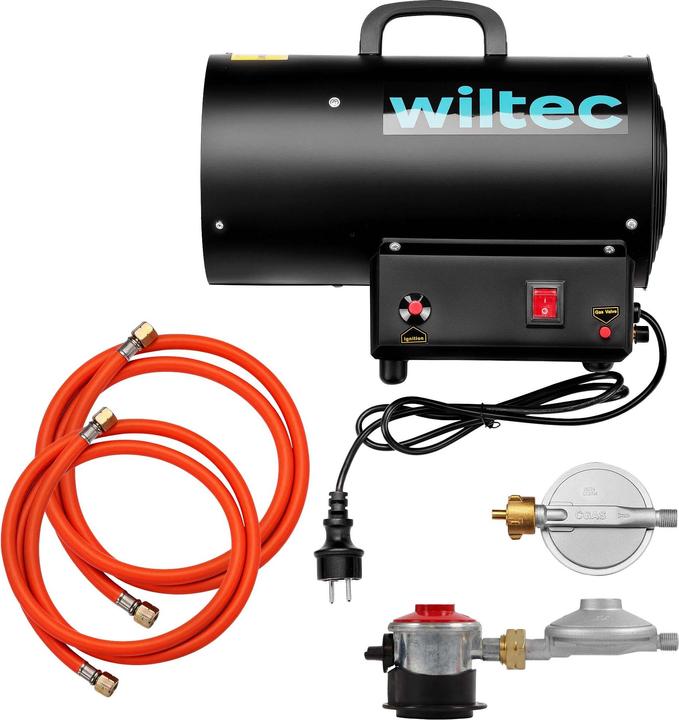 Wiltec Gasheizgebläse 15kW Heizkanone 30W Gasdruckminderer Spanien 700mbar (15000 W)