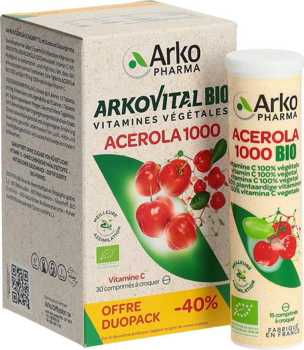 Image du produit Arkopharma Arkovital Bio Acerola Kautabletten 1000mg (60 pièce(s), Cachets, 191 g)