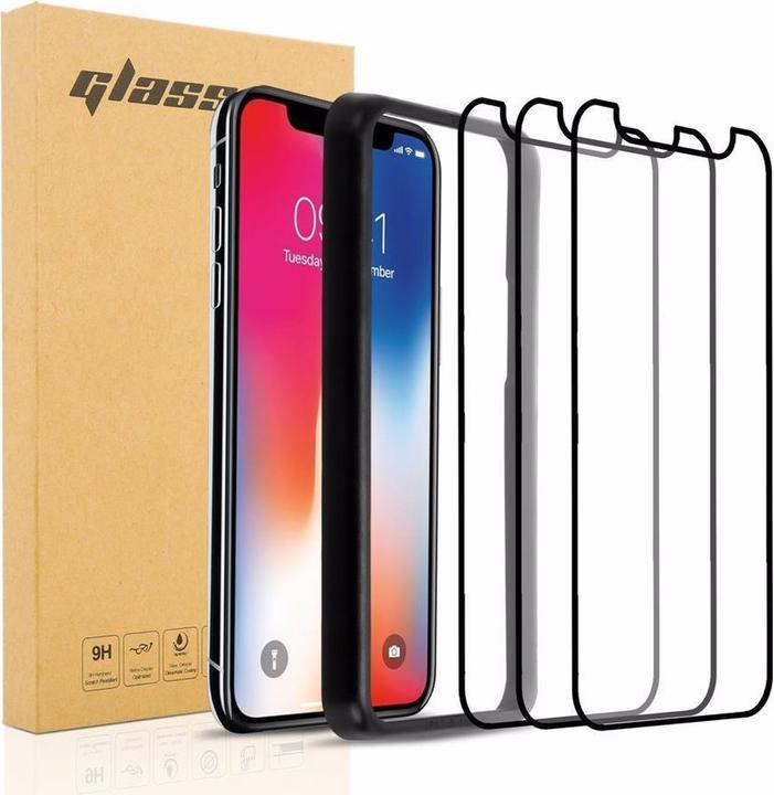 Productafbeelding Cadorabo Volledig schermbeschermend glas met installatiehulp (3 Stuk, Apple iPhone XR)