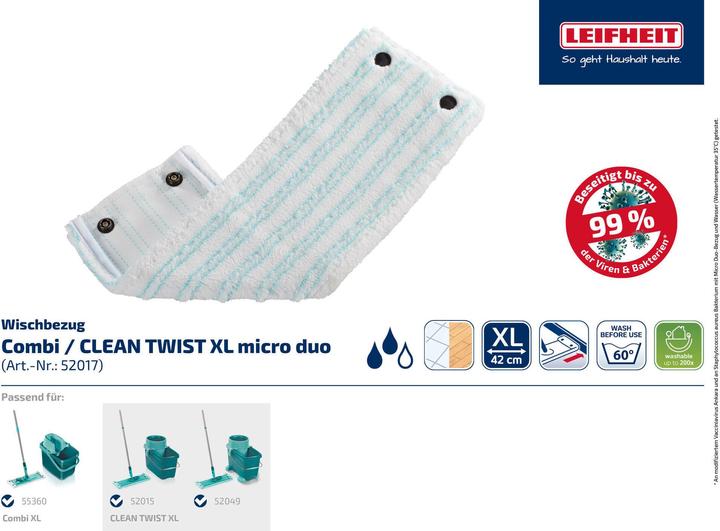 Produktbild Leifheit Bundle Wischbezug CLEAN TWIST XL/Combi XL micro duo (2er Set) (2 Stk.)