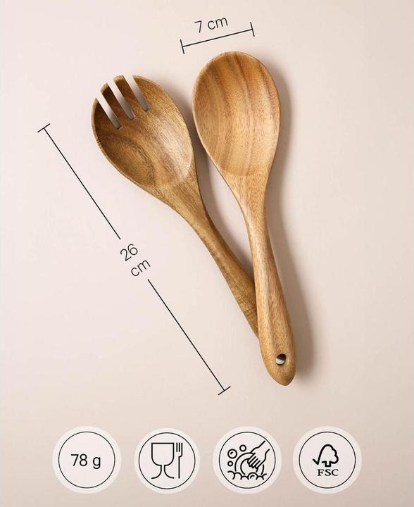 Actual product image Esmée 2-teiliges Salatbesteck aus Akazienholz, 26 x 7 cm (Salad servers)