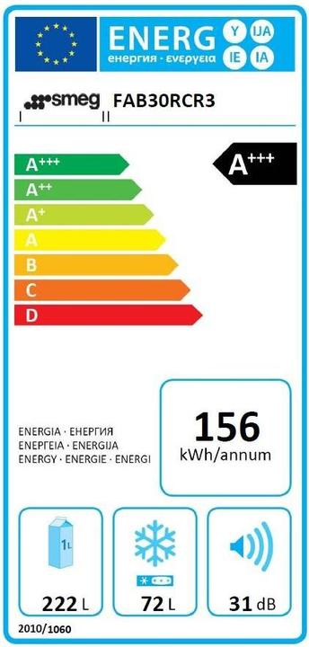 Energie-Label Smeg FAB30RCR5 (294 l)