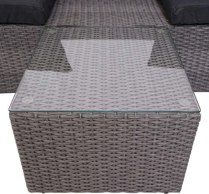 Image du produit Swisshandel24 3in1 Set, Garden/Lounge Set Sun Island, rotin demi-rond en polypropylène filé - Gris, coussins anthr
