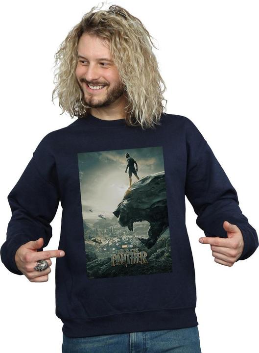 Immagine prodotto Felpa in cotone con poster di Black Panther (L)