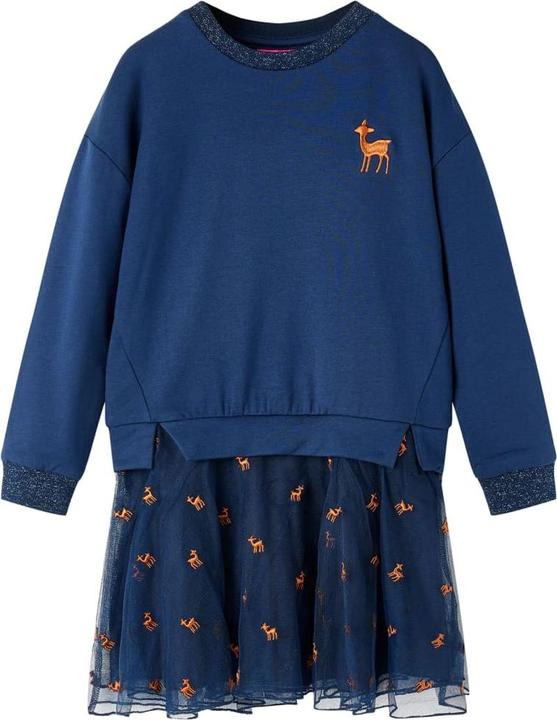 Produktbild VidaXL Kinderkleid mit Langen Ärmeln Marineblau 92,Material: 95 (92)