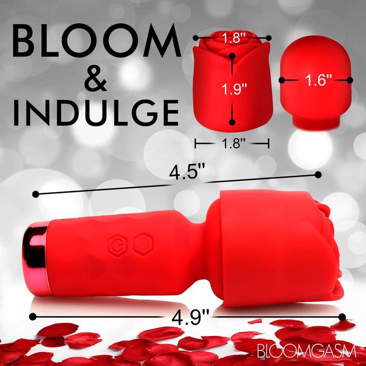 Actual product image Frisky Bloomgasm - Pleasure Rose Mini Wand Vibrator - Red