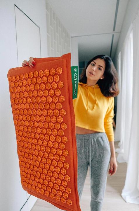 Actual product image Pranamat Eco Massage Set - mat and cushion dark orange