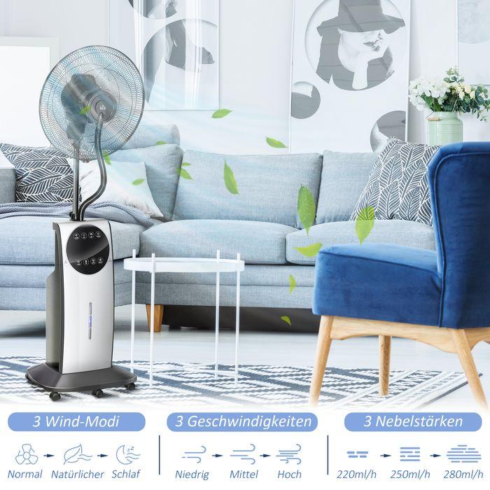 Image du produit Swisshandel24 Ventilateur sur pied avec brumisateur Ventilateur de refroidissement de 90W, réservoir d'eau de