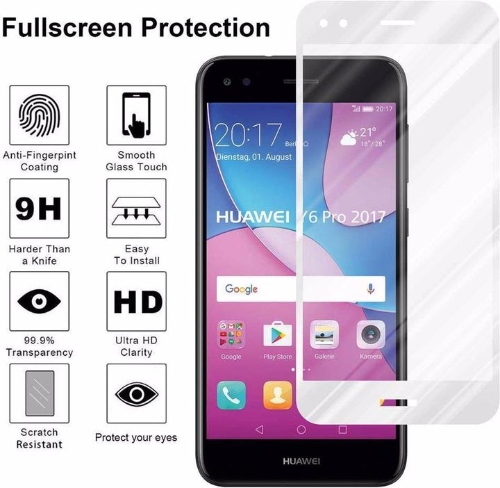 Actual product image Cadorabo Full screen display protection glass (1 Piece, Huawei Y6 Pro (2017))