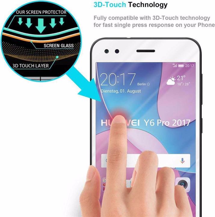 Actual product image Cadorabo Full screen display protection glass (1 Piece, Huawei Y6 Pro (2017))