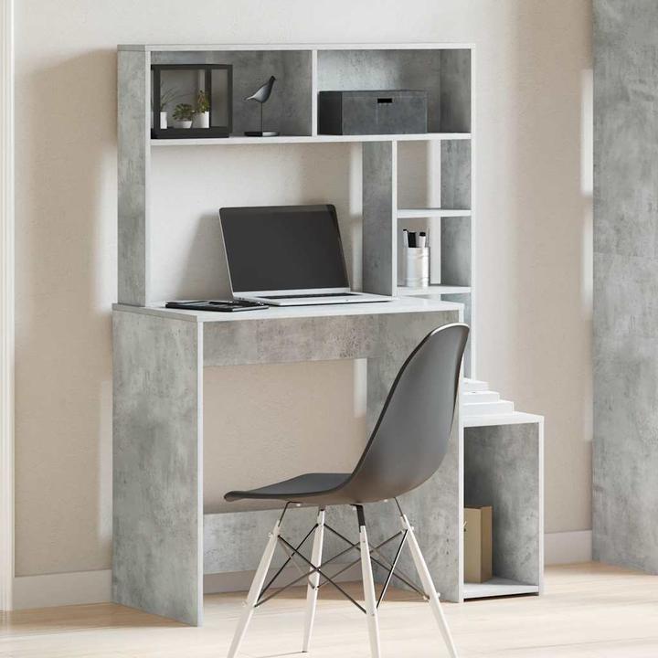 Image du produit VidaXL Bureau avec étagère gris béton 100x45x140 cm Bois composite Bureau (100 x 45 x 140 cm)