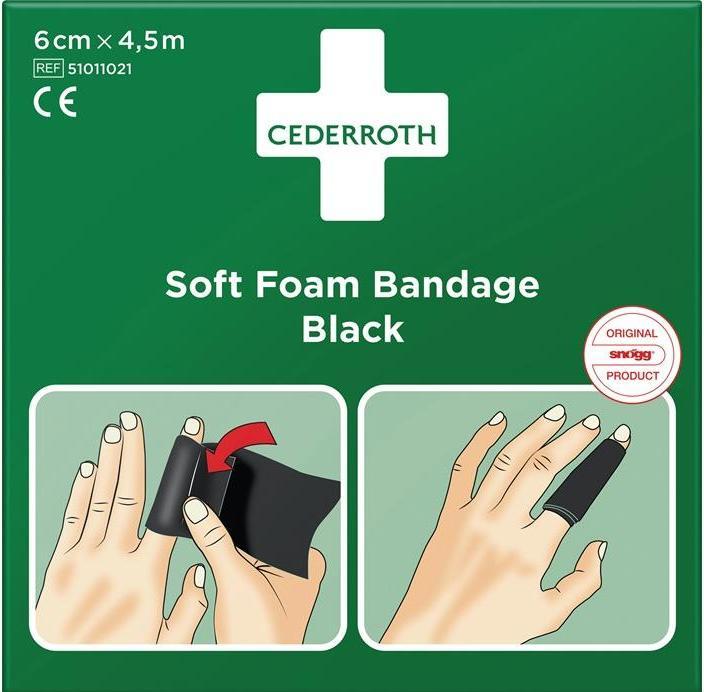 Produktbild Cederroth Pflaster und Bandage Soft Foam selbsthaftend elastisch, schwarz Rolle 6 cm x 4,5 m (1 x)