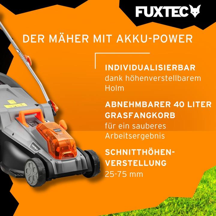 Immagine prodotto Fuxtec Tagliaerba a batteria da 40V FX-E2RM37SET (Batteria ricaricabile)