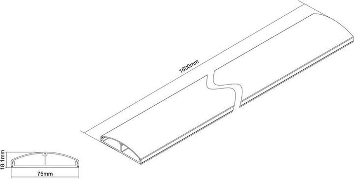 Actual product image Multibrackets Cable duct 75x1600, aluminum, white (Duct, 160 cm)