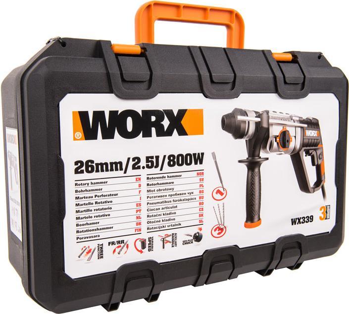 Actual product image Worx Impact drill sds + 800w 2,5j, case WX339 (Electrical connection)