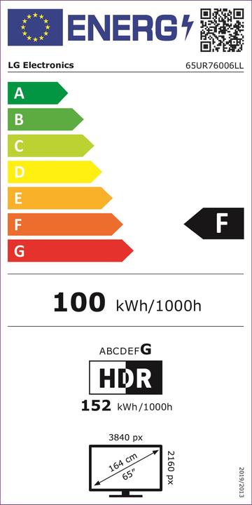 Energie-Label LG 65UR76006LL.AEU (65", LED, 4K, 2023)
