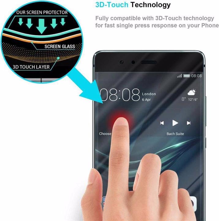 Actual product image Cadorabo Full screen display protection glass (1 Piece, Huawei P9 Plus)
